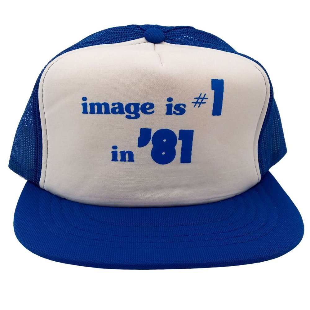 Image Is Number 1 in 81 Mesh Snapback Hat Cap Adjustable Blue Vintage 1981 Promo